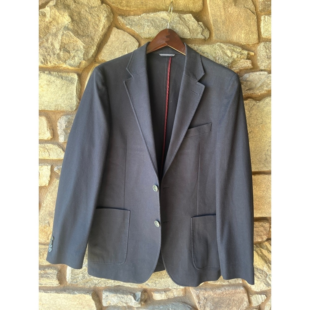 Nautica Mens 38R Navy Cotton Stretch Unstructured Sport Coat Casual Blazer
